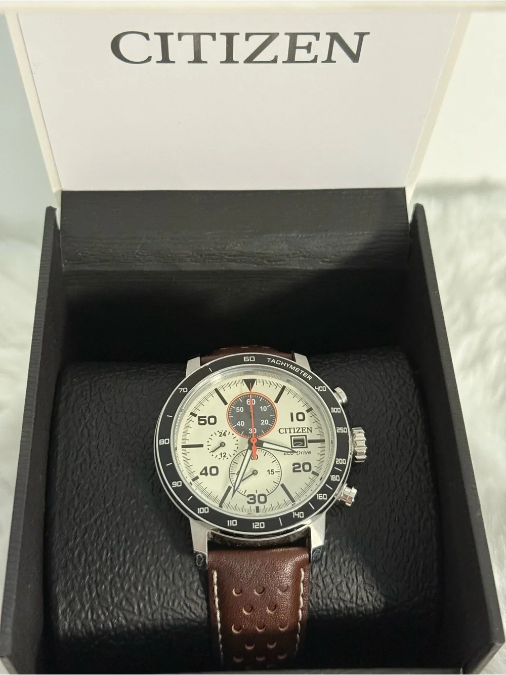 Citizen Brycen Eco-Drive Chronograph CA0649-06X Cream Dial NWT Box